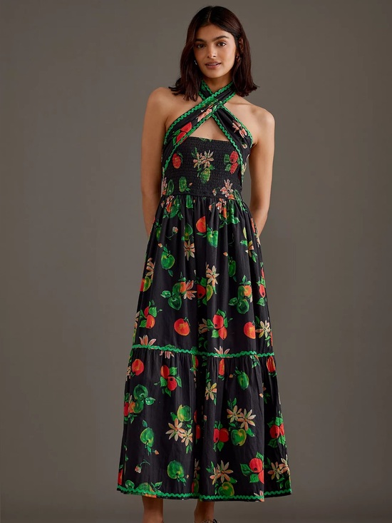 Damson Madder Dresses & Skirts - Damson Madder Pia Midi Dress Apple Print Size 8 EUC